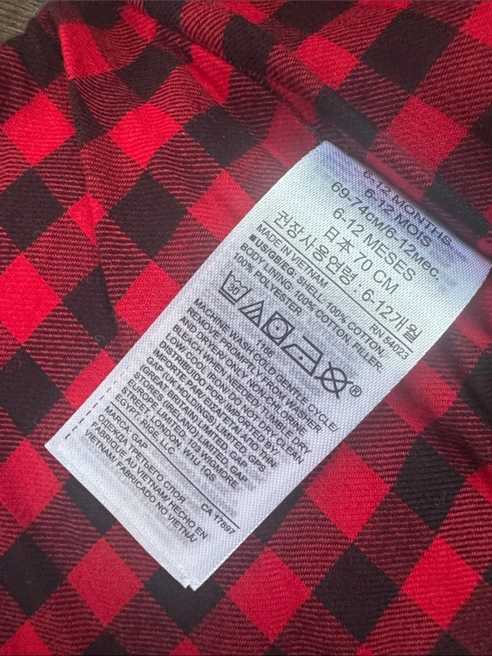 GAP Kids Gray Hooded Puffer Vest with Red Plaid Lining